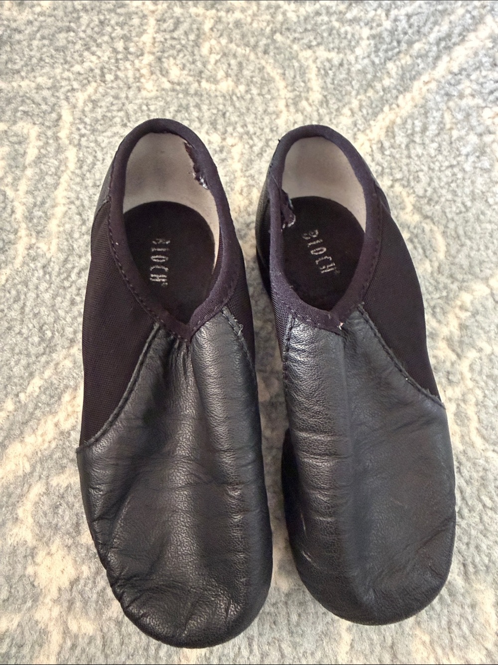 Bloch Black Leather & Canvas Slip-On Jazz Shoes Size 10